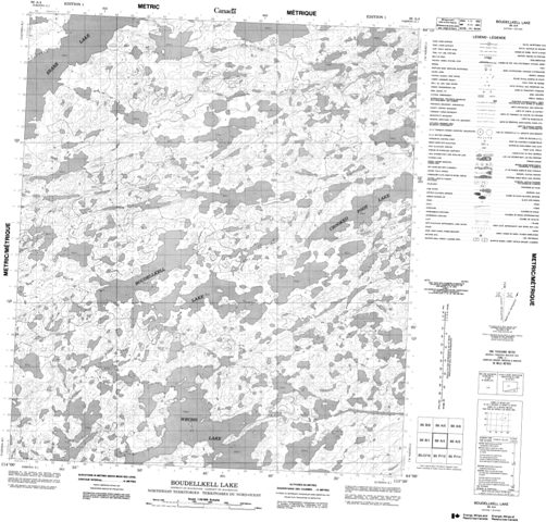 Boudellkell Lake Topographic Paper Map 086A04 at 1:50,000 scale