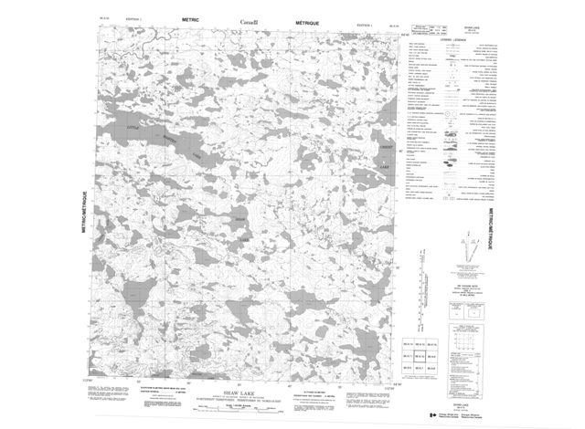 Shaw Lake Topographic Paper Map 086A10 at 1:50,000 scale