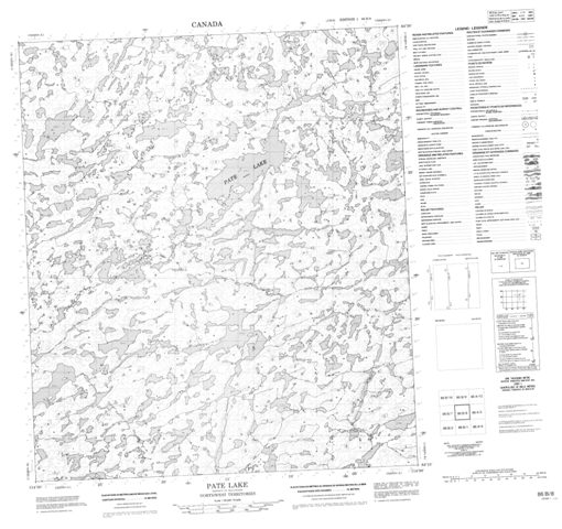 Pate Lake Topographic Paper Map 086B08 at 1:50,000 scale