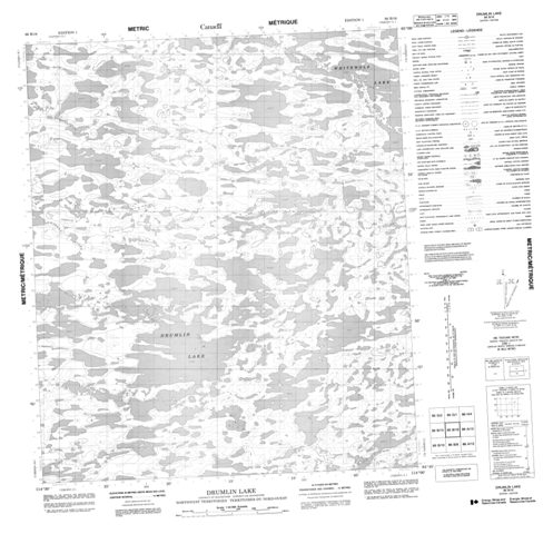 Drumlin Lake Topographic Paper Map 086B16 at 1:50,000 scale