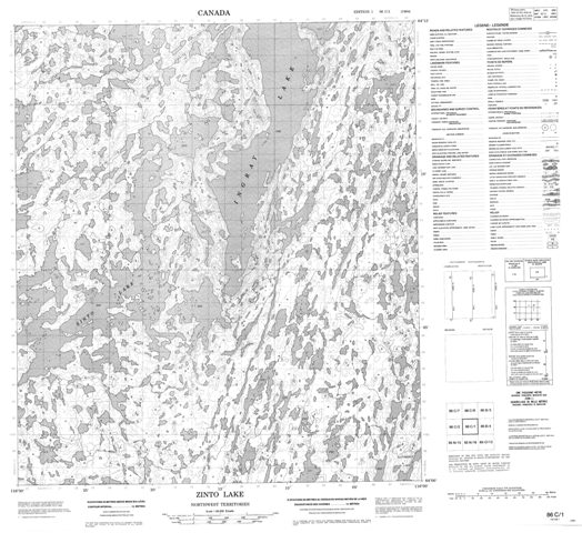 Zinto Lake Topographic Paper Map 086C01 at 1:50,000 scale