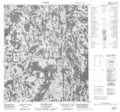 Devries Lake Topographic Paper Map 086C07 at 1:50,000 scale