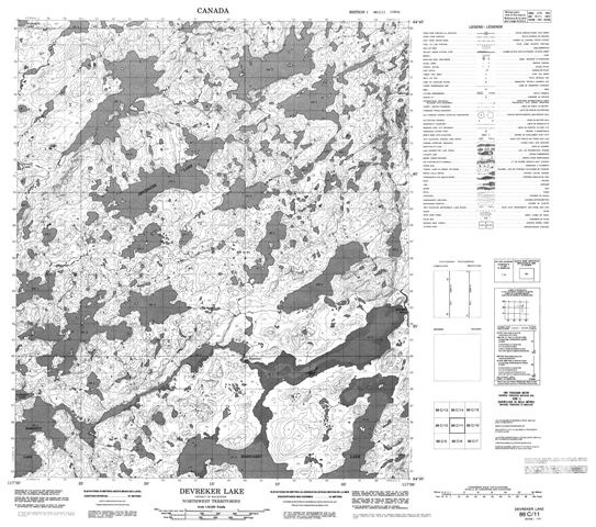 Devreker Lake Topographic Paper Map 086C11 at 1:50,000 scale
