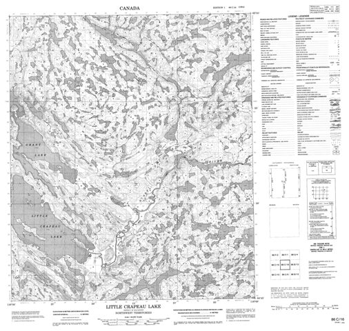 Little Crapeau Lake Topographic Paper Map 086C16 at 1:50,000 scale