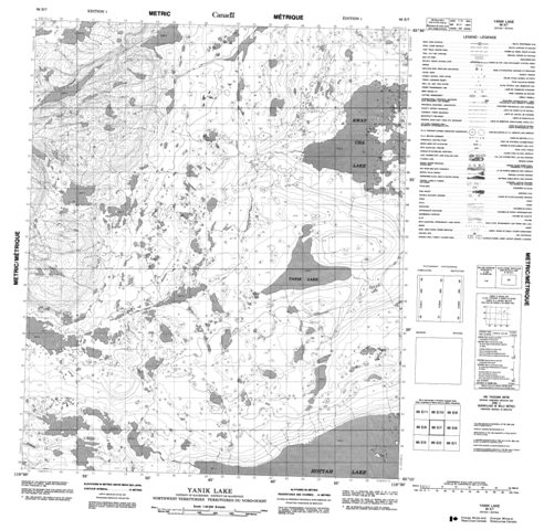 Yanik Lake Topographic Paper Map 086E07 at 1:50,000 scale