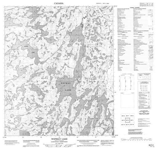 Wopmay Lake Topographic Paper Map 086F02 at 1:50,000 scale