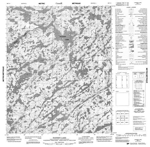 Hansen Lake Topographic Paper Map 086F10 at 1:50,000 scale