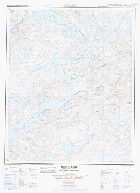 Moody Lake Topographic Paper Map 086F13 at 1:50,000 scale
