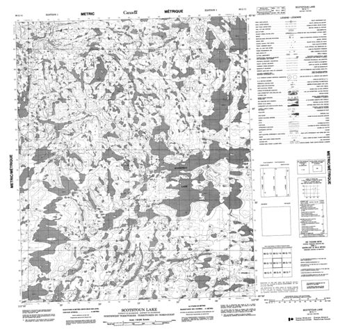 Scotstoun Lake Topographic Paper Map 086G11 at 1:50,000 scale