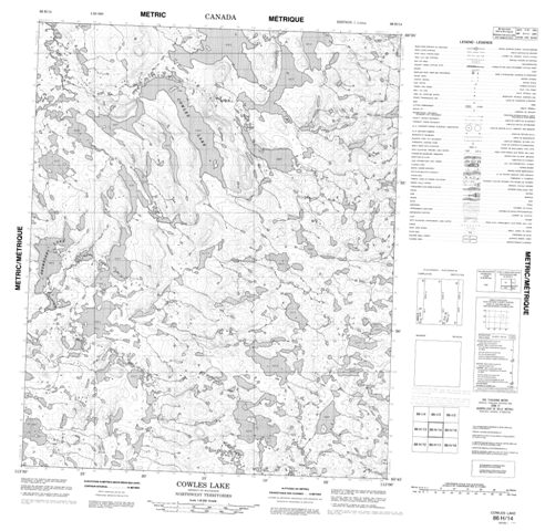 Cowles Lake Topographic Paper Map 086H14 at 1:50,000 scale