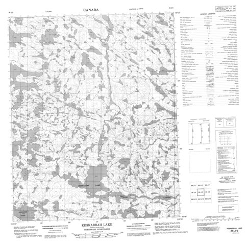 Keskarrah Lake Topographic Paper Map 086J03 at 1:50,000 scale
