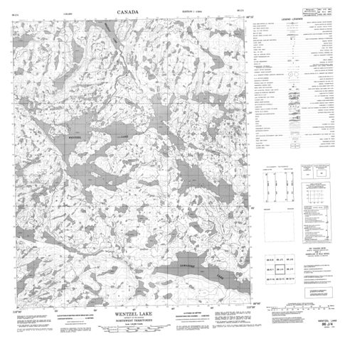 Wentzel Lake Topographic Paper Map 086J04 at 1:50,000 scale