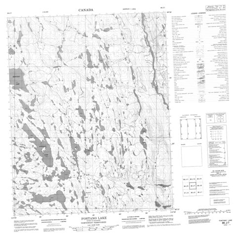 Fontano Lake Topographic Paper Map 086J07 at 1:50,000 scale