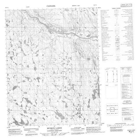 Muskox Lakes Topographic Paper Map 086J11 at 1:50,000 scale