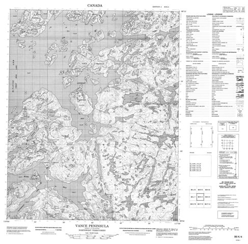 Vance Peninsula Topographic Paper Map 086K04 at 1:50,000 scale