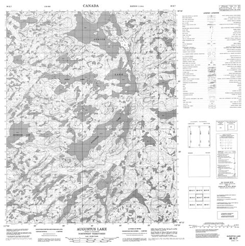 Augustus Lake Topographic Paper Map 086K07 at 1:50,000 scale