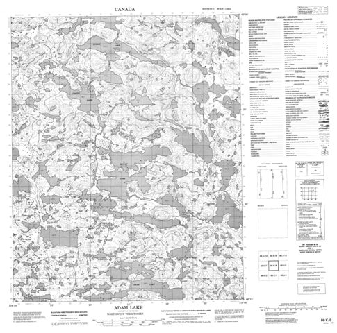 Adam Lake Topographic Paper Map 086K08 at 1:50,000 scale