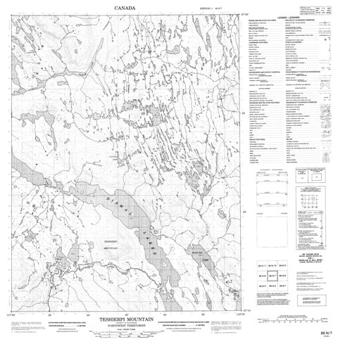 Teshierpi Mountain Topographic Paper Map 086N07 at 1:50,000 scale