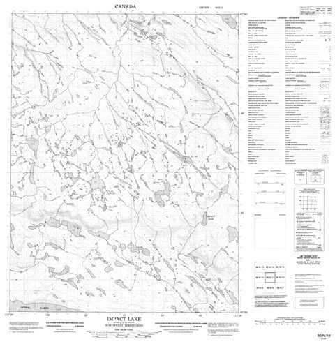 Impact Lake Topographic Paper Map 086N11 at 1:50,000 scale