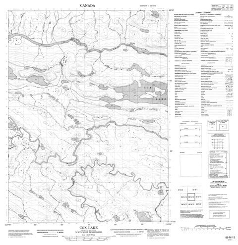 Cox Lake Topographic Paper Map 086N15 at 1:50,000 scale
