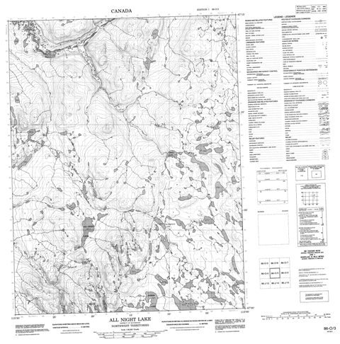 All Night Lake Topographic Paper Map 086O03 at 1:50,000 scale