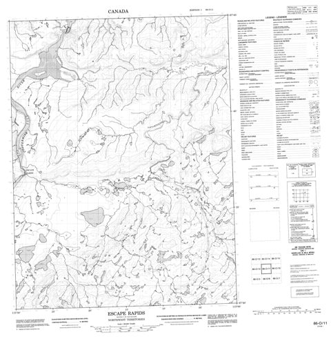 Escape Rapids Topographic Paper Map 086O11 at 1:50,000 scale