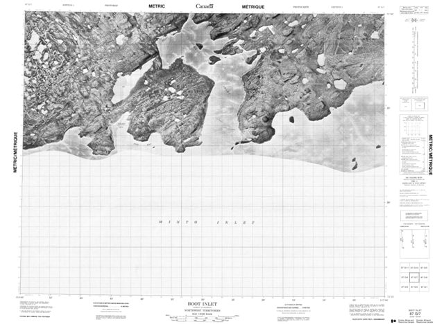 Boot Inlet Topographic Paper Map 087G07 at 1:50,000 scale