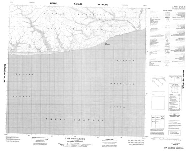 Cape Providence Topographic Paper Map 088E08 at 1:50,000 scale