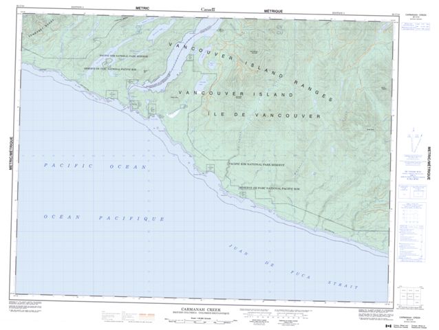 Carmanah Creek Topographic Paper Map 092C10 at 1:50,000 scale