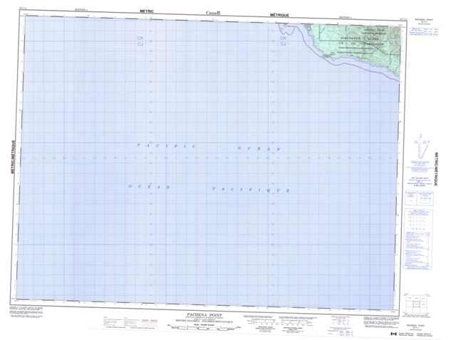 Pachena Point Topographic Paper Map 092C11 at 1:50,000 scale