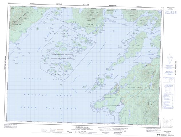 Barkley Sound Topographic Paper Map 092C14 at 1:50,000 scale