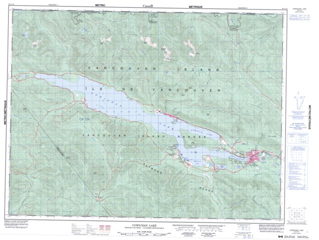 Cowichan Lake Topographic Paper Map 092C16 at 1:50,000 scale