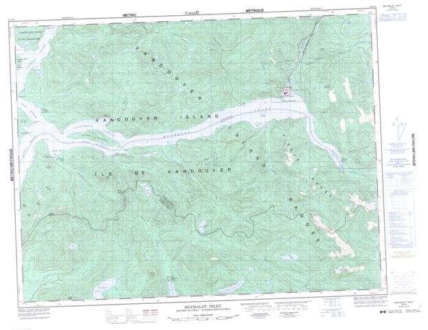 Muchalat Inlet Topographic Paper Map 092E09 at 1:50,000 scale