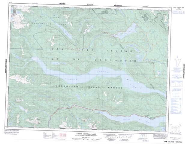 Great Central Lake Topographic Paper Map 092F06 at 1:50,000 scale