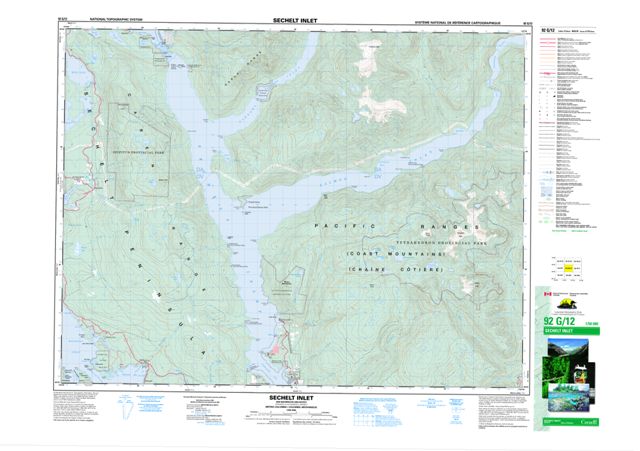 Sechelt Inlet Topographic Paper Map 092G12 at 1:50,000 scale