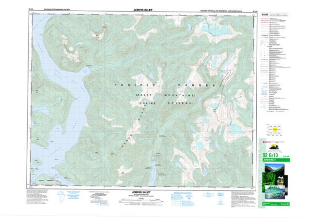 Jervis Inlet Topographic Paper Map 092G13 at 1:50,000 scale