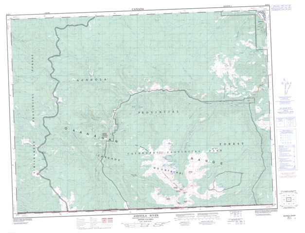Ashnola River Topographic Paper Map 092H01 at 1:50,000 scale