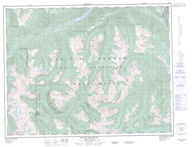 Scuzzy Mountain Topographic Paper Map 092H13 at 1:50,000 scale
