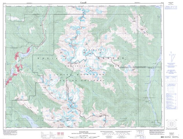 Whistler Topographic Paper Map 092J02 at 1:50,000 scale