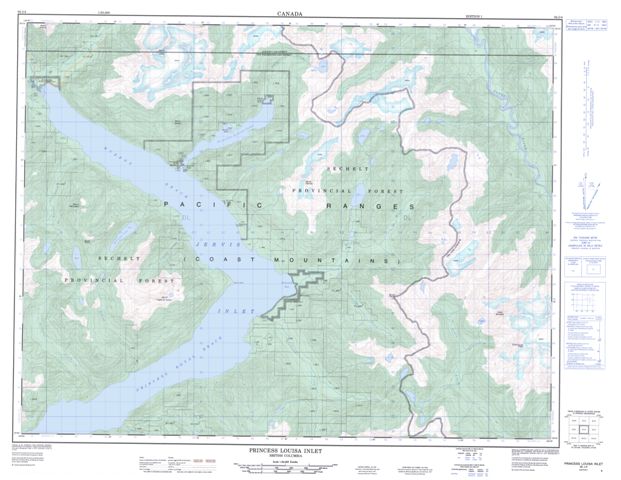 Princes Louisa Inlet Topographic Paper Map 092J04 at 1:50,000 scale