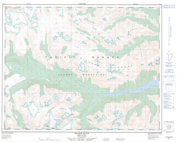 Dickson Range Topographic Paper Map 092J14 at 1:50,000 scale