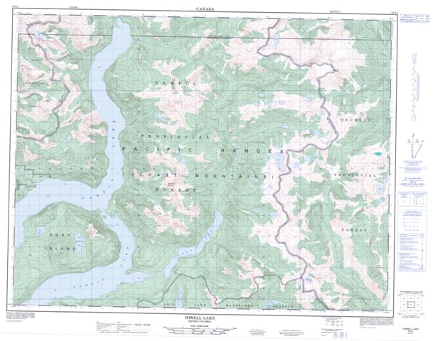 Powell Lake Topographic Paper Map 092K01 at 1:50,000 scale