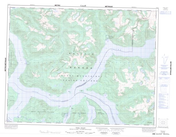 Toba Inlet Topographic Paper Map 092K07 at 1:50,000 scale