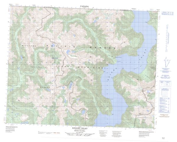 Knight Inlet Topographic Paper Map 092K13 at 1:50,000 scale