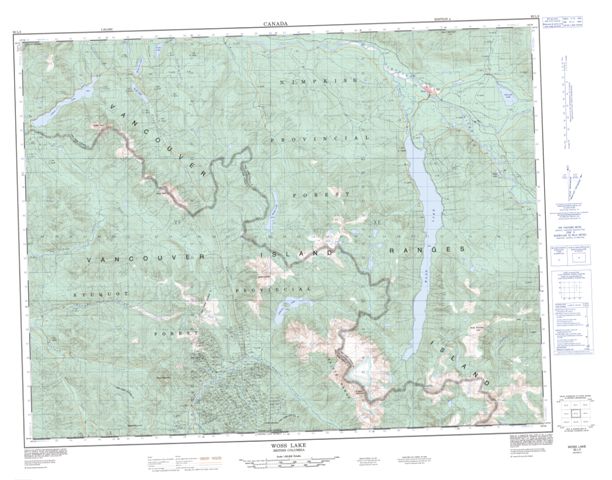 Woss Lake Topographic Paper Map 092L02 at 1:50,000 scale