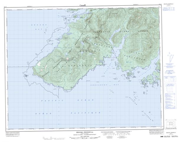 Brooks Peninsula Topographic Paper Map 092L04 at 1:50,000 scale