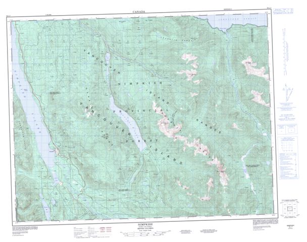 Nimpkish Topographic Paper Map 092L07 at 1:50,000 scale