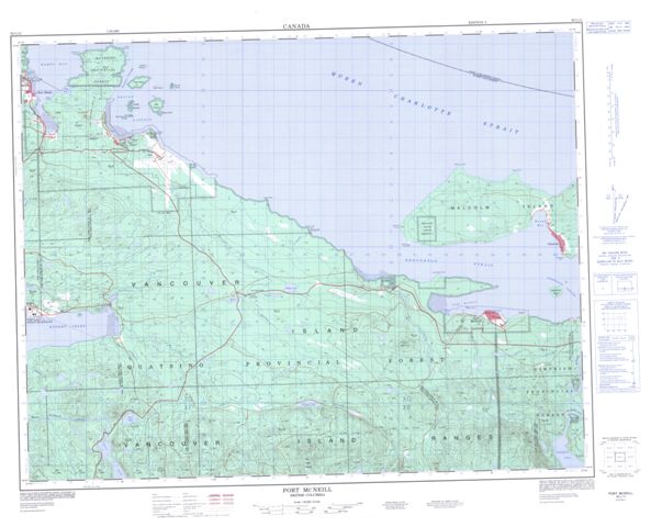 Port Mcneill Topographic Paper Map 092L11 at 1:50,000 scale
