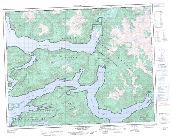Kingcome Inlet Topographic Paper Map 092L16 at 1:50,000 scale
