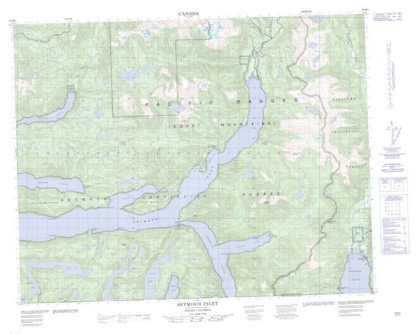 Seymour Inlet Topographic Paper Map 092M02 at 1:50,000 scale
